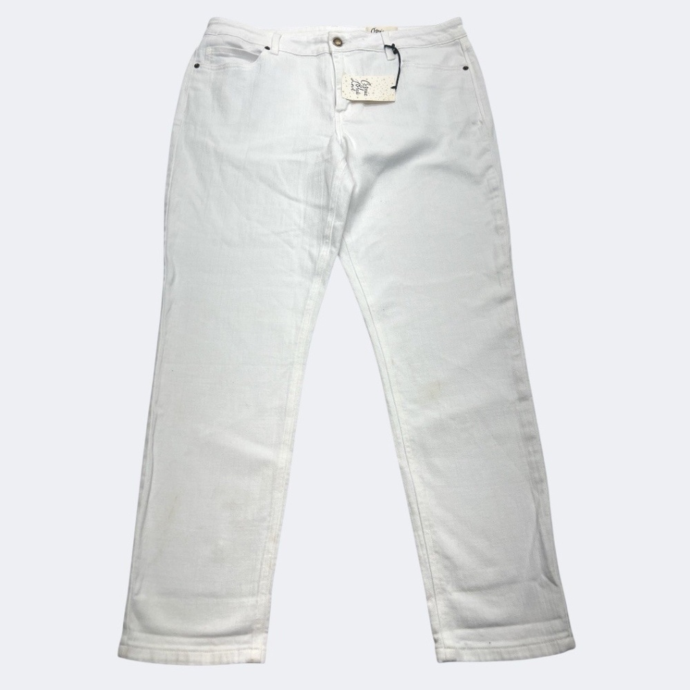 Cosmic‎ Blue Love Jean Womens 33 White Denim Ankle Cotton Spandex Stretch Pocket